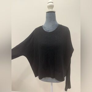 Olivaceous Black Crew Neck High Low Sweater